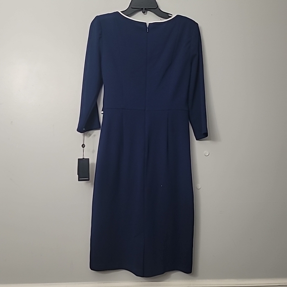 Adrianna Papell Tipped Crepe Tie Waist Dress - Picture 3 of 8